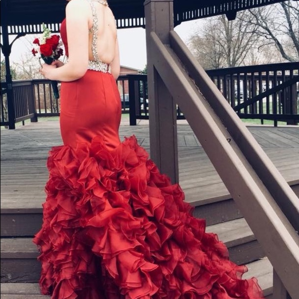 Red mermaid style prom dress